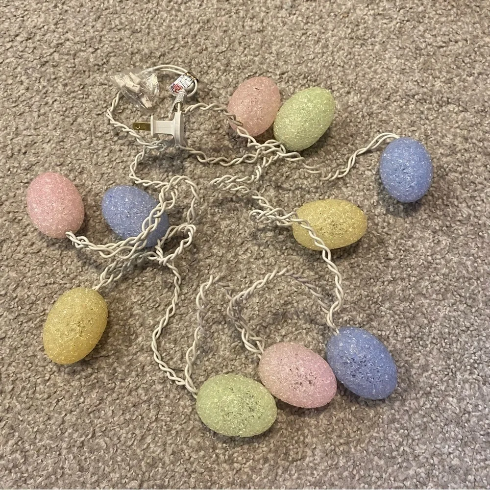 Vintage Easter Egg String Lights Pastel Pink Yellow Blue Decoration